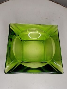 Mid-Century Green Glass Ashtray